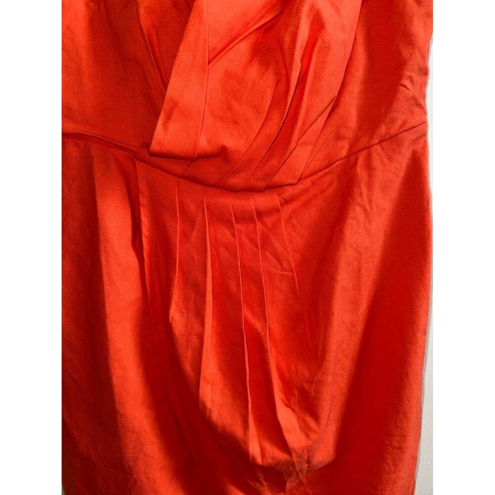Nasty Gal NWT Linen Puff Sleeve Mini Dress Coral Orange Size 10 Summer Brunch - Picture 7 of 12